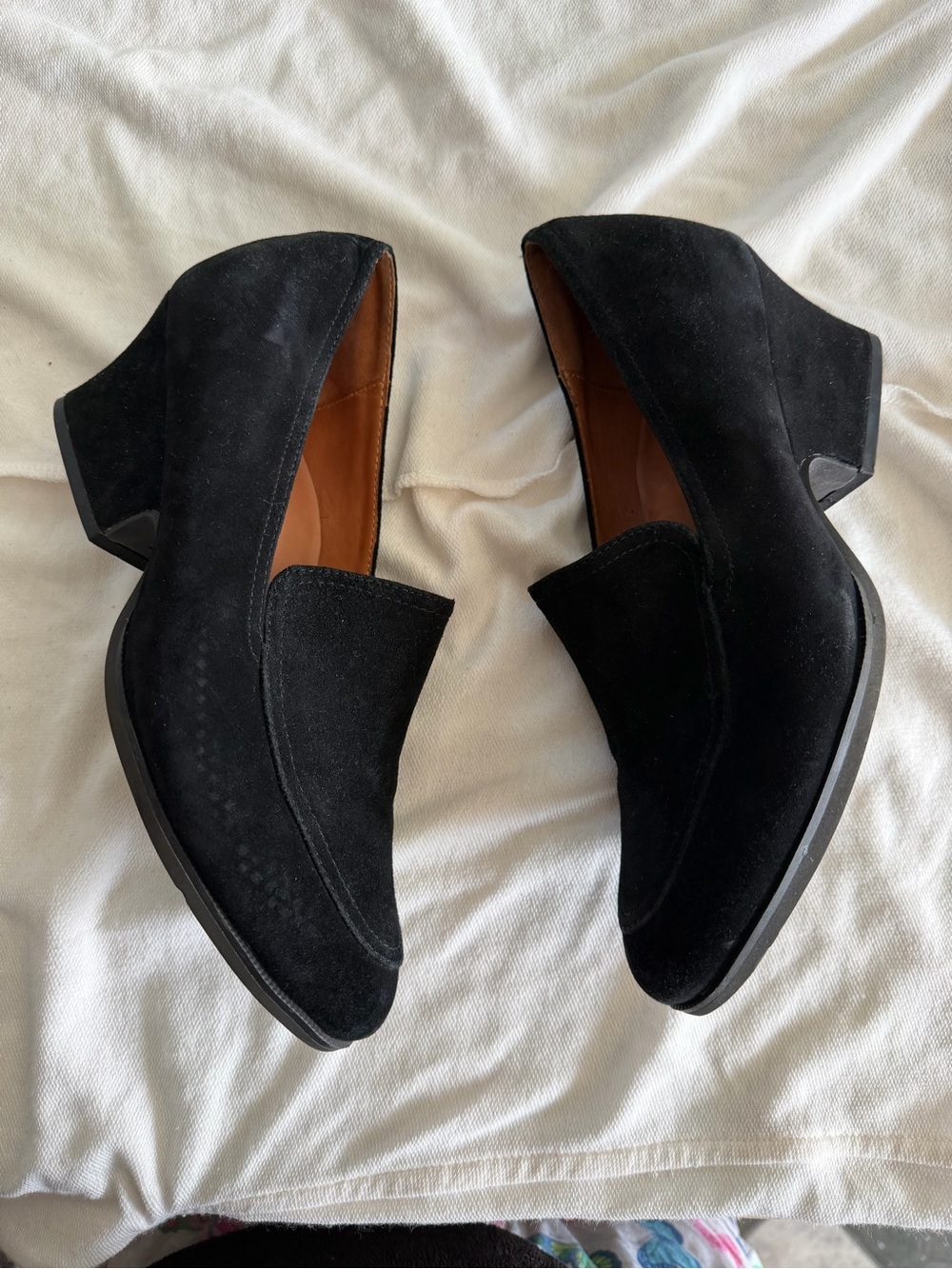 L’Amour Des Pieds Black Suede Loafers Women’s 8.5 M Leather Block Heel - Picture 3 of 6